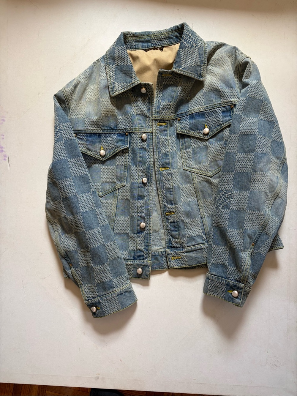 Louis Vuitton Light Blue and Tan Textured Jacket